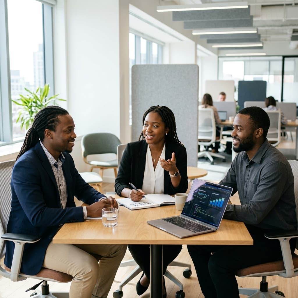 A team collaborating around a table